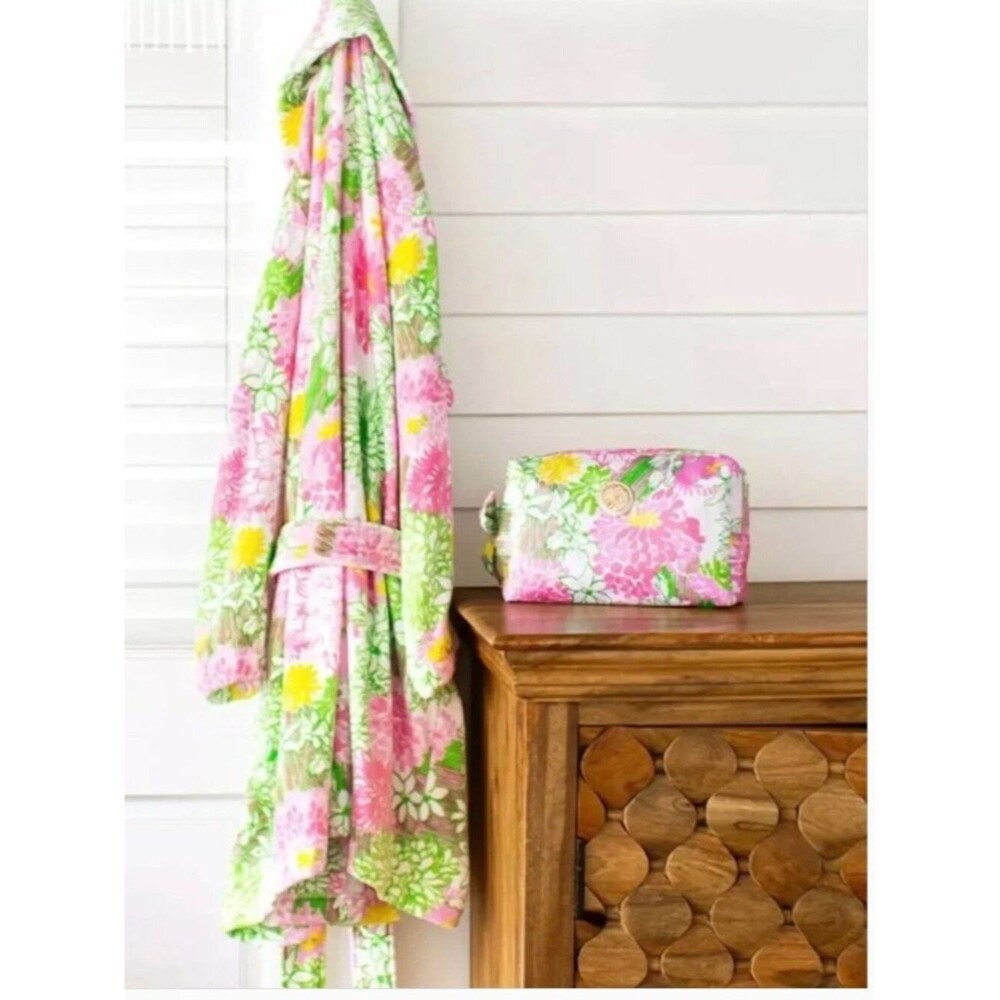 Lilly Pulitzer Luxe Terry Robe Resort White Mum Patch OS NWOT - Picture 8 of 16